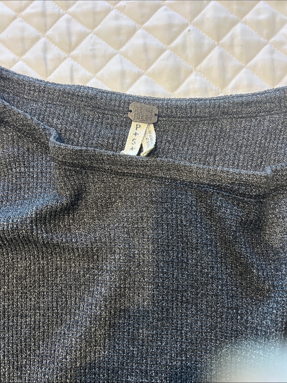 We The Free Heather Charcoal Ribbed Knit Top